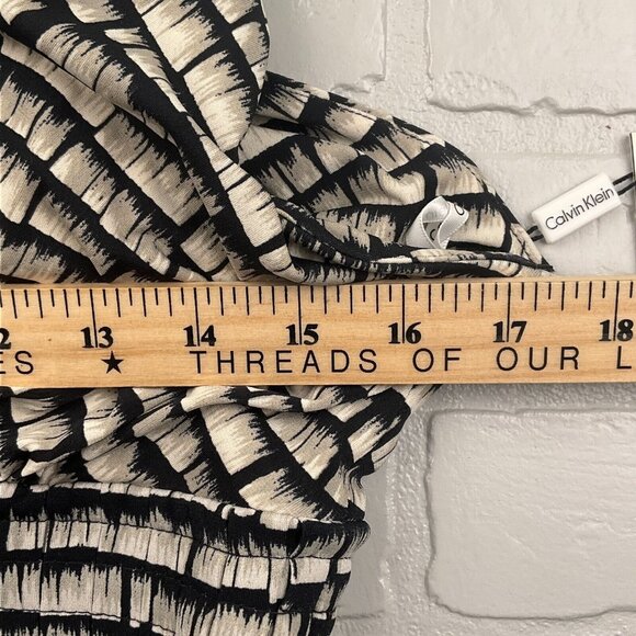 Calvin Klein Dress Women 2 Tan Black Halter Smock‎ Marilyn Monroe Stretch NWT - Picture 10 of 13